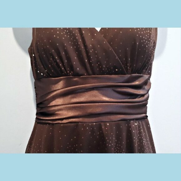 Vintage Y2K Laura Glitter Chiffon Satin Sleeveless Formal Dress Petite Size 4 - Picture 4 of 10